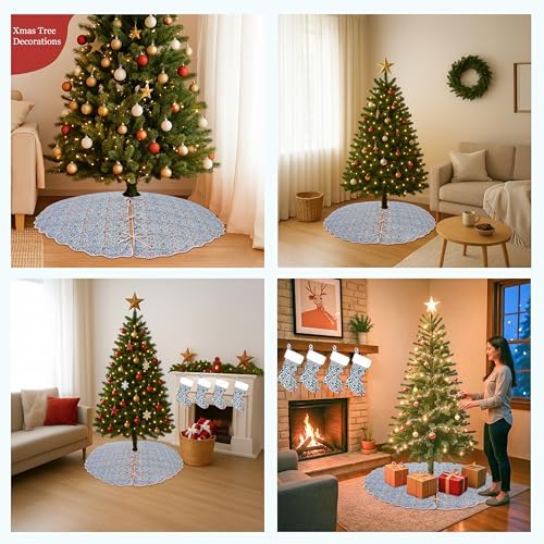 Ridhi Airforce Blue Hand Block Print Cotton Christmas Tree Skirt 60 Inch - Image 6