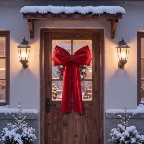 Knitgrip Extra Large Velvet Christmas Tree Topper Bow, Red, 47 Inch - Image 5