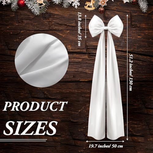 Daifunli 20 x 47 in Giant Satin Bow Christmas Tree Topper,White - Image 2