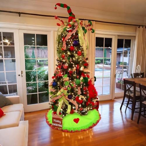 Soulchen 36 Inch Lime Green Christmas Tree Skirt Felt Tree Collar - Image 5