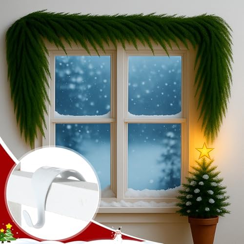 Gisafai 24 Pcs Christmas Garland Hangers for Door Frame Metal S Hooks Christmas Hanging Holders Molding Clips for Xmas Window Mantel Shelf Door Frame Wreath Light Strings Decoration(White) - Image 6