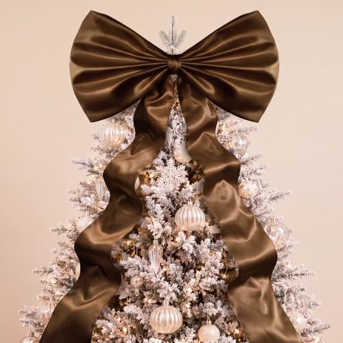 Daifunli 24 x 79 Inches Giant Satin Bow Christmas Tree Topper,Brown by Huiinen