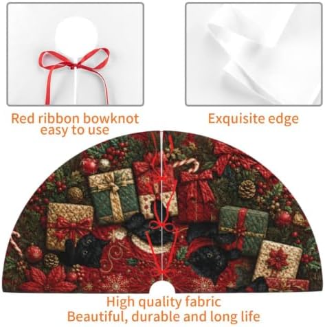Christmas Cats Tree Skirt Tree Mat for Xmas Holiday Party Decorations Indoor Outdoor 36 Inch - Image 6