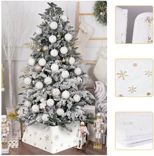 Christmas Tree Collars for Atificial Trees, 24 Inch Snowflake Christmas Skirt, Base Cover,Holiday Home Decor Ring (Snow White, Medium) - Image 2