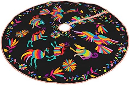 DKJlitter Christmas Tree Skirt 36 Inch, Folk Mexican Otomi Style Pattern - Image 3