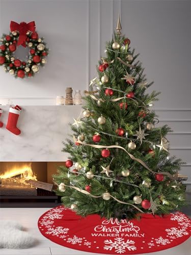 Flash World 36 Inch Large Christmas Tree Skirt Xmas Soft Cover Mat Decor Snowflake Collar Farmhouse Tree Skirt for Holiday Ornaments Party Home Indoor Decorations (E, 48INCH) - Image 3