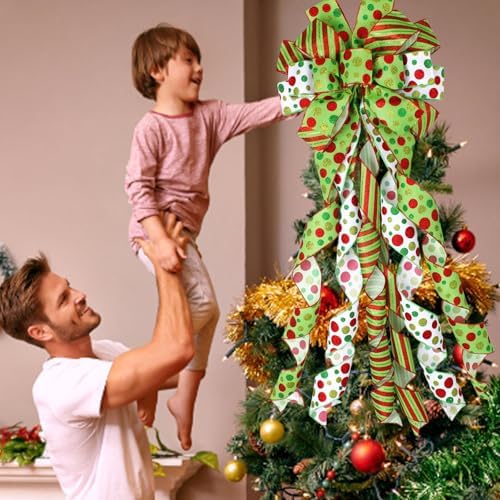 Wninbu Christmas Tree Topper, 44x13 Inches Large Bows for Christmas Tree - Image 2