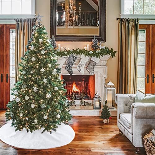 Christmas Tree Skirt White 36 inch Small Tree Skirt Faux Fur Skirt Tree - Image 4