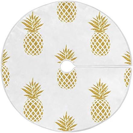 Blueangle Christmas Tree Skirt 35.4 Inch Gold Pineapple Tree Skirt for Xmas Decor Festive Holiday Decoration by Blueangle