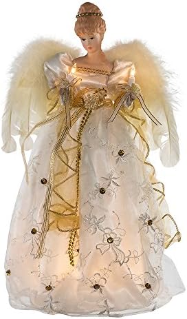 Kurt Adler 16-Inch UL 10 Light Ivory and Gold Angel Treetop - Image 2