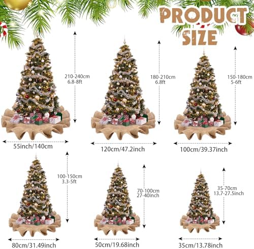 Tatuo 55 Inch Christmas Tree Skirt Decor, Burlap Ruffled Tree Skirt, Linen - Image 2