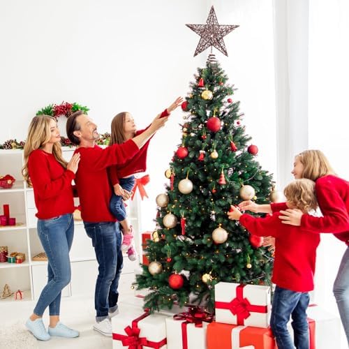 Bememo 8 Inches Glitter Star Christmas Tree Topper Shimmery,Gold, Brown - Image 5