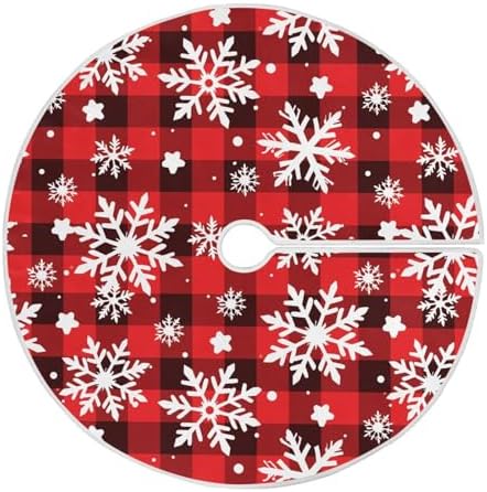 Snowflakes Checkered Plaid Christmas Tree Skirt Small Xmas Tree Skirts Decorations 36 in Burlap Tree Mat Cover for 4 ft Trees Holiday Party by BOENLE-WELCOMEYOURCOMING