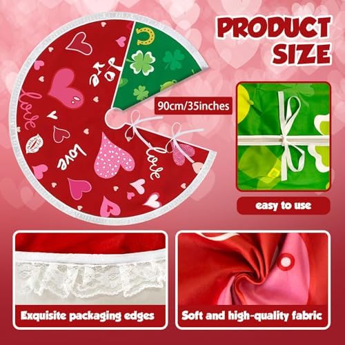 36 Inch Valentine's Day Tree Skirt Reversible St. Patrick's Decorations - Image 5