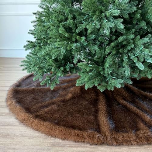 Huntsman High-Pile Faux Fur Christmas Tree Skirt with Hidden Slide Clasp Closure and Durable Microfiber Backing (Grizzly Brown, 72-Inch) - Image 4