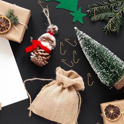 200 Pack Christmas Ornament Hooks, Christmas Tree Ornament Gold Hanging Hooks S-Shaped Christmas Ornament Hangers for Christmas Tree Garland Decorations New Year Party - Image 7