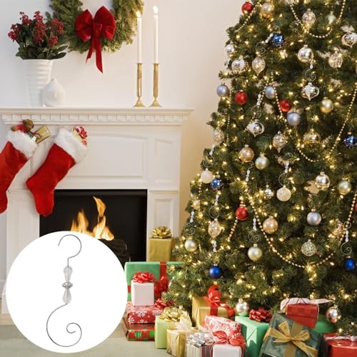 INCREWAY 30pcs Christmas Ornament Hooks, Christmas Decoration Hooks, S-Shaped Hangers, Ornament Metal Hooks with Crystal, Silver - Image 5