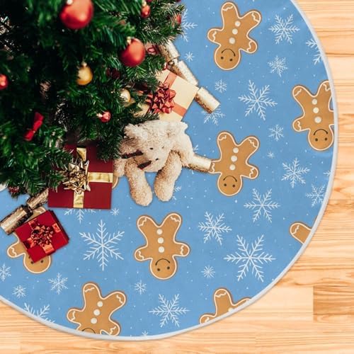 Snowflake Gingerbread Cookie Man Christmas Tree Skirt Small Xmas Tree Skirts Decorations 36 in Burlap Tree Mat Cover for 4 ft Trees Holiday Party - Image 5