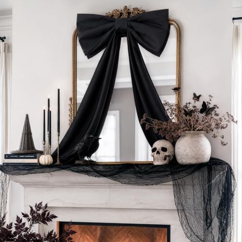Halloween Decor - 48" x 24" Giant Black Bow for Front Door Wall Mantle - Image 4