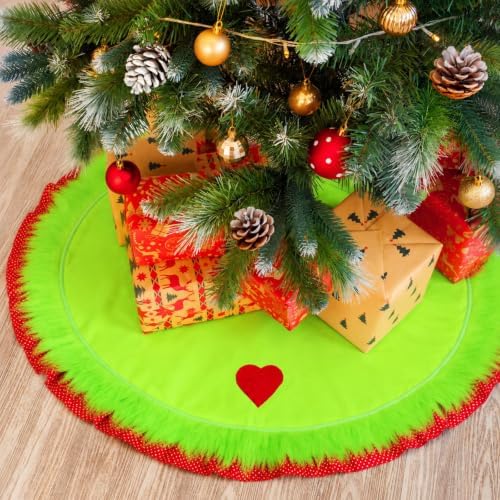 Soulchen 60 Inch Lime Green Christmas Tree Skirt Felt Tree Collar - Image 6