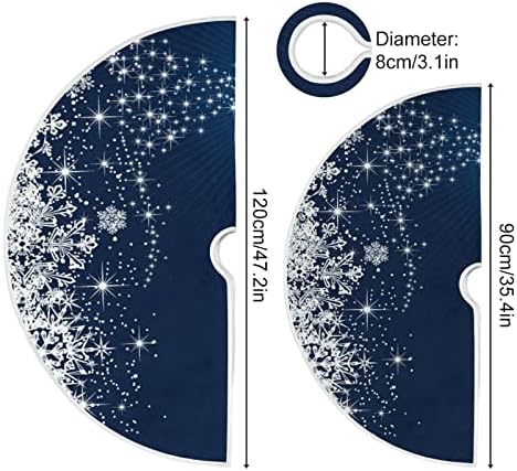 ATTX Winter Blue Snowflakes Tree Skirt Home Decoration Large Round Tree Skirt 35.4 Inches - Image 3