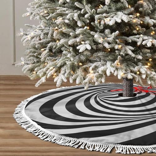Christmas Tree Skirt 36" Inch Spiral Xmas Tree Skirt Mat with White Tassel for Party Holiday, Tree Skirt Christmas Decorations by GHYGTY