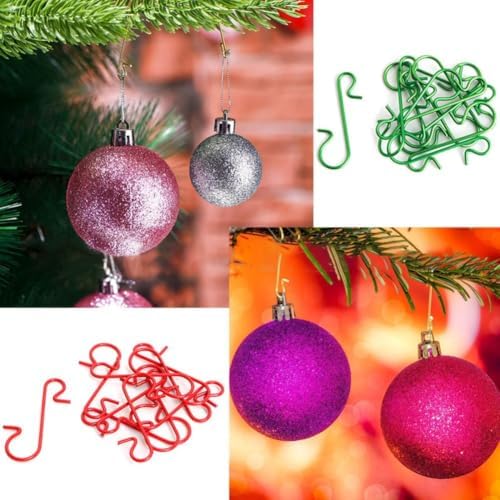 100 Pack Christmas S Hooks For Tree Ornaments, Metal Decoration Hangers For Balls Lights Dolls, Silver(Red) - Image 5