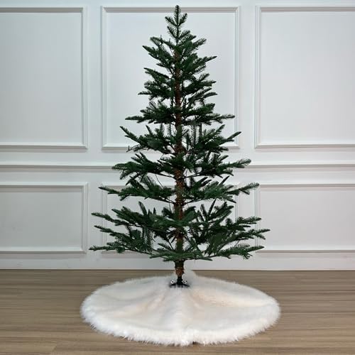 Huntsman High-Pile Faux Fur Christmas Tree Skirt with Hidden Slide Clasp Closure and Durable Microfiber Backing (Ivory, 36-Inch) - Image 2