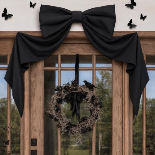 Halloween Decor - 48" x 24" Giant Black Bow for Front Door Wall Mantle by ORIENTALCHERRY