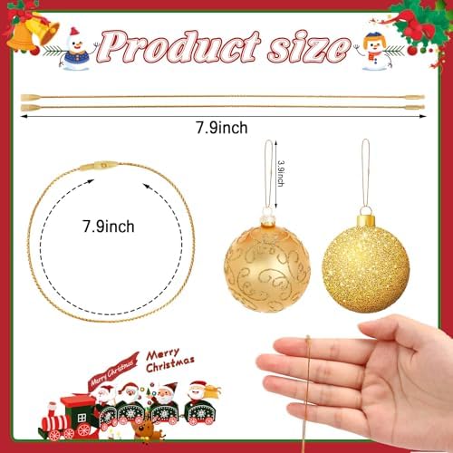 FEBSNOW 500Pcs Christmas Ornament Hangers, Gold Hanging Strings with Snap - Image 2