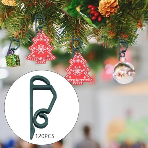 120 Pieces Christmas Light Hooks Tree Hooks Ornament Hooks Clip Hangers Plastic for Easy Attach And Remove Suitable for Christmas Trees Indoor, green - Image 5