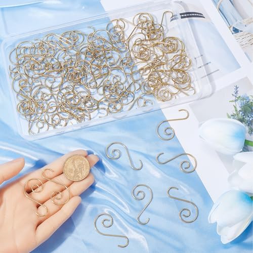 1 Box 100Pcs Christmas Ornament Hooks Gold Chandelier Crystal Wire Hooks Chandelier Replacement Part Metal Hook Pin S Shape Hanger for Christmas Tree Ball Holiday Party Decoration Hanging - Image 3