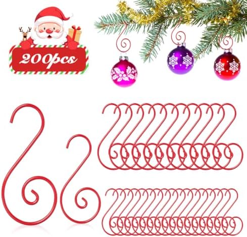 Teenyyou 200 Pcs Christmas Ornament Hooks Metal Hook,Red by Teenyyou