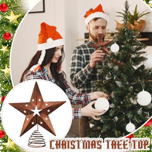 Halloscume Rustic Circle Star Christmas Tree Topper 5.91 Inch Western Christmas Tree Topper Farmhouse Metal Hollow Star Xmas Trees Ornament for Holiday Barn Farmhouse Rustic Country Home Decoration - Image 3