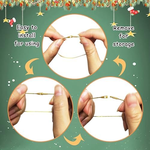 Christmas Tree Ornament String Hanger Precut Ribbon Hook with Snap Fastener - Image 4