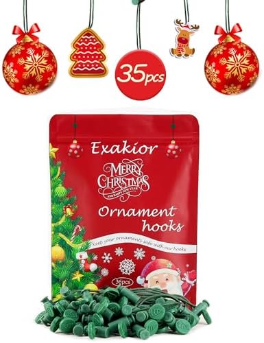 Ornament Hooks – Essential Christmas Tree Decorating Hangers Great Xmas Ornament Hooks for Hanging Christmas Decorations 35 PCS(Green) by EXAKIOR