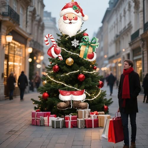 Soulchen 4 Pcs Large Christmas Tree Topper Santa Claus Christmas Tree Decorations Cute Red Santa Hat Candy Gift Box Head Arms and Legs Ornament for Xmas Gift Home Party Decor Supplies - Image 6