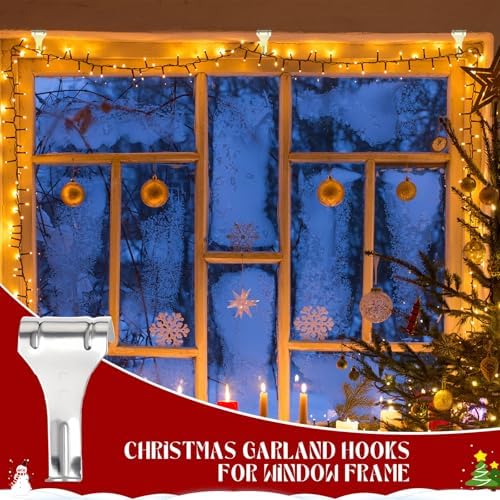 Gisafai 24 Pcs Christmas Garland Hangers for Door Frame Metal S Hooks Christmas Hanging Holders Molding Clips for Xmas Window Mantel Shelf Door Frame Wreath Light Strings Decoration(Silver) - Image 4