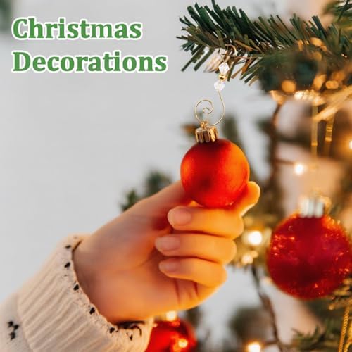 INCREWAY 100PCS Christmas Ornament Hooks, S-Shaped S-Shaped Hangers, Decorative Hooks with Crystal Beads for Hanging Ornaments, Christmas Stockings (Golden) - Image 4