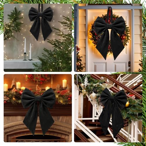 Janinka Black Christmas Tree Topper Bow 22" Big,Velvet - Image 6