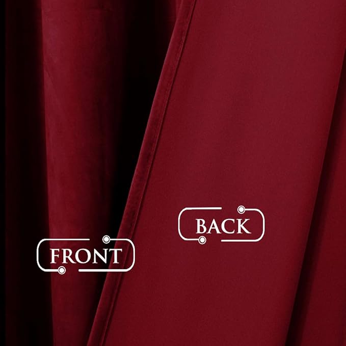 StangH Velvet Blackout Curtains 120 inches Long - Extra Long Insulated Window Covering Noise Absorbing & Privacy Protect Drapes for Interior Space Decor, Red, W52 by L120, Set of 2