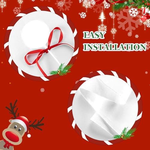 Christmas Tree Skirt 48 Inch Red and White Swirl Xmas Tree Skirts Candy Cane Sweet Lollipop Tree Mat Ornaments for Home Holiday Party - Image 6