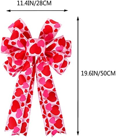 Valentine Tree Topper Bow with Heart Decorations, 11.4?€?x19.6?€? Large Red Pink Valentines Wreath Bow Decor for Valentine's Day Wedding Holiday Party Wall Home Front Door Decorative - Image 2