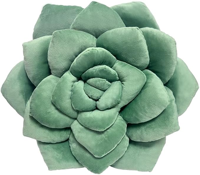Fleshy Greenery Plush Cushion – Hand-Stitched 3D Flower Throw, Botanical-Shaped Accent for Bedroom, Living Room, and Home Décor, 19.7" (50CM)