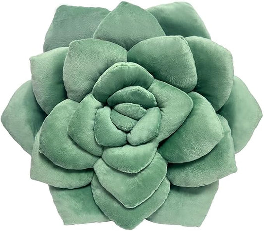 Fleshy Greenery Plush Cushion – Hand-Stitched 3D Flower Throw, Botanical-Shaped Accent for Bedroom, Living Room, and Home Décor, 19.7" (50CM)
