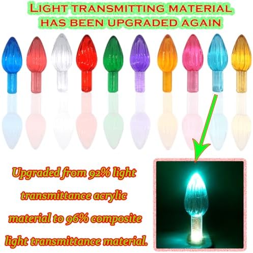 110Pcs in 10 Colors Ceramic Christmas Tree Replacement Bulbs - Plastic Lights Pegs, Included Angel Topper???Snowflake Top???Cross Stars. - Image 3