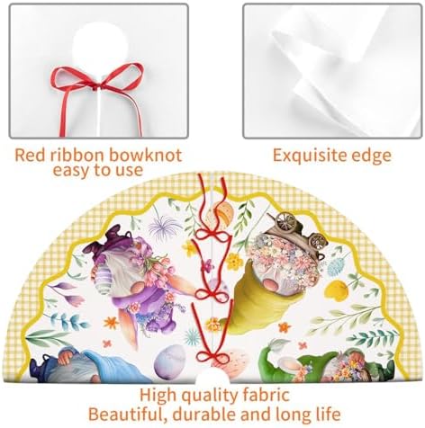 Easter Gnome Tree Skirt 36 Inch Cute Gnome Egg Decor Christmas Tree Skirt Xmas Ornament for Home Holiday Party Decoration Indoor Outdoor - Image 4