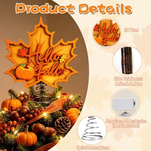 Lighted Maple Leaf Tree Topper for Fall Party Decor Thanksgiving - Image 2