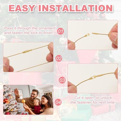 PATIKIL Christmas Ornament Hooks, 100 Pcs LED String Light Hanging Cable Holiday Decor Gift Tag Hanger with Snap Lock for Valentine's Halloween, Light White - Image 3