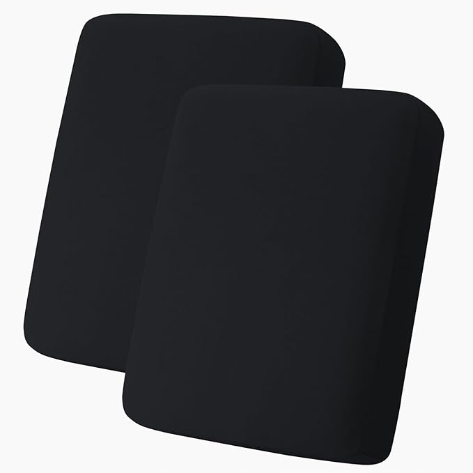 hyha Milk Silk Couch Cushion Covers, Soft Magic Sofa Covers Washable for 2 Cushion Couch, Stretch Sectional Outdoor Cushion Covers for Patio Furniture with Elastic Bottom(2 Packs, Black)